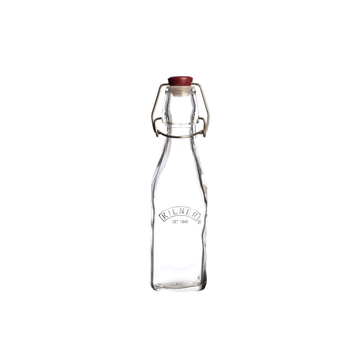 KILNER Einkochflasche CLIP SQUARE aus transparentem Glas, ideal zum Einmachen und Aufbewahren von Lebensmitteln.