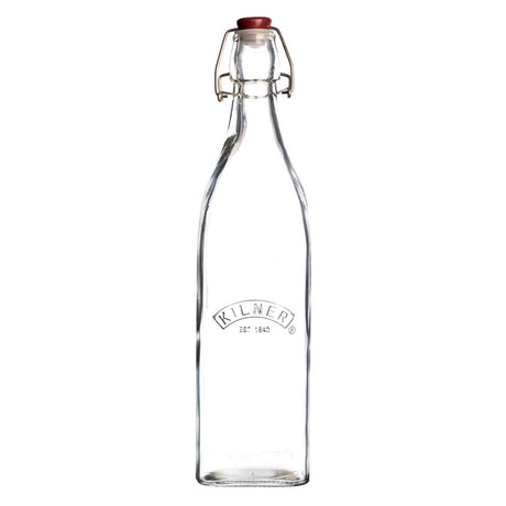 KILNER Einkochflasche CLIP SQUARE in klarem Glas, zum Einmachen und Aufbewahren, mit Schraubverschluss.