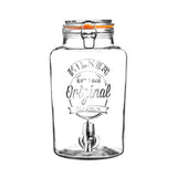 KILNER Getränkespender ROUND, klar, 8 Liter, aus Glas mit Deckel und Auslaufhahn für Getränke und Partys