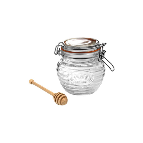 KILNER Honigtopf aus Glas, klar, 400 ml Fassungsvermögen, ideal zum Servieren von Honig, mit tropffreiem Design