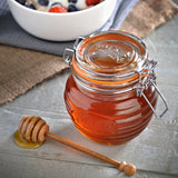 KILNER Honigtopf aus Glas, klar, mit 400 ml Fassungsvermögen, ideal zum Servieren von Honig, Nahaufnahme des Topfes