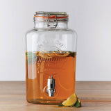 KILNER Getränkespender ROUND, klar, 5 Liter, aus Glas mit Metallverschluss, für Getränke und Partys.