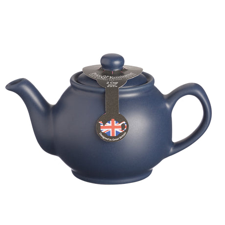 Blaue Teekanne von PRICE & KENSINGTON mit elegantem Design und Henkel, auf weißem Hintergrund.
