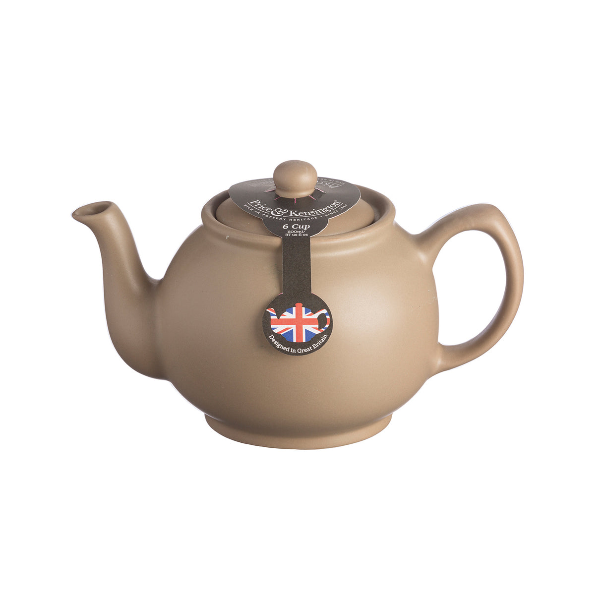 Taupe Farbige Teekanne von PRICE & KENSINGTON aus Keramik, mit elegantem Design und praktischem Henkel.