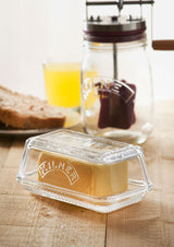 KILNER Butterglocke aus klarem Glas mit 250 g Butter, elegantes Aufbewahrungsgefäß für Butter auf dem Esstisch