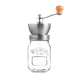 KILNER Kaffeemühle mit Kurbel aus Glas, 500 ml, klare Sicht auf die Mahlwerk, handbetriebene Zubereitung von Kaffee