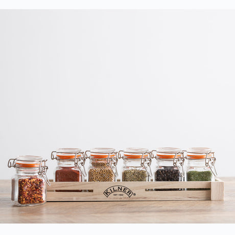 KILNER Gewürzgläser, 6 Stück, klare Gläser mit Schraubdeckel, ideal für Gewürze und Kräuter, 70 ml Fassungsvermögen