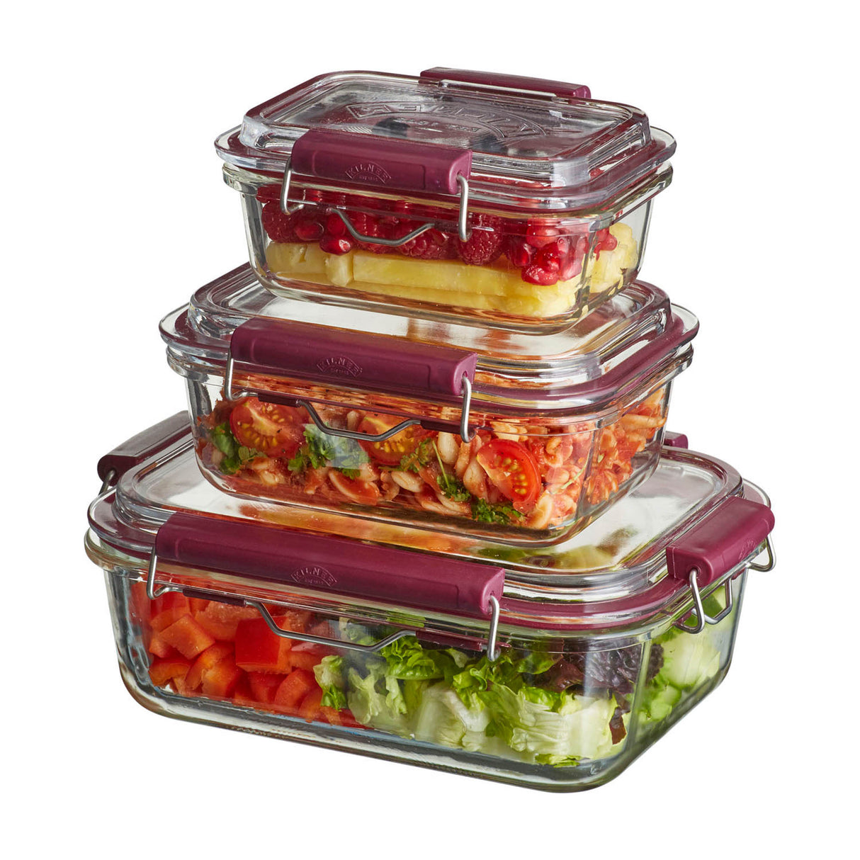 KILNER Frischhaltedose aus klarem Glas, 1400 ml, ideal für Lebensmittelaufbewahrung, mit Edelstahldeckel