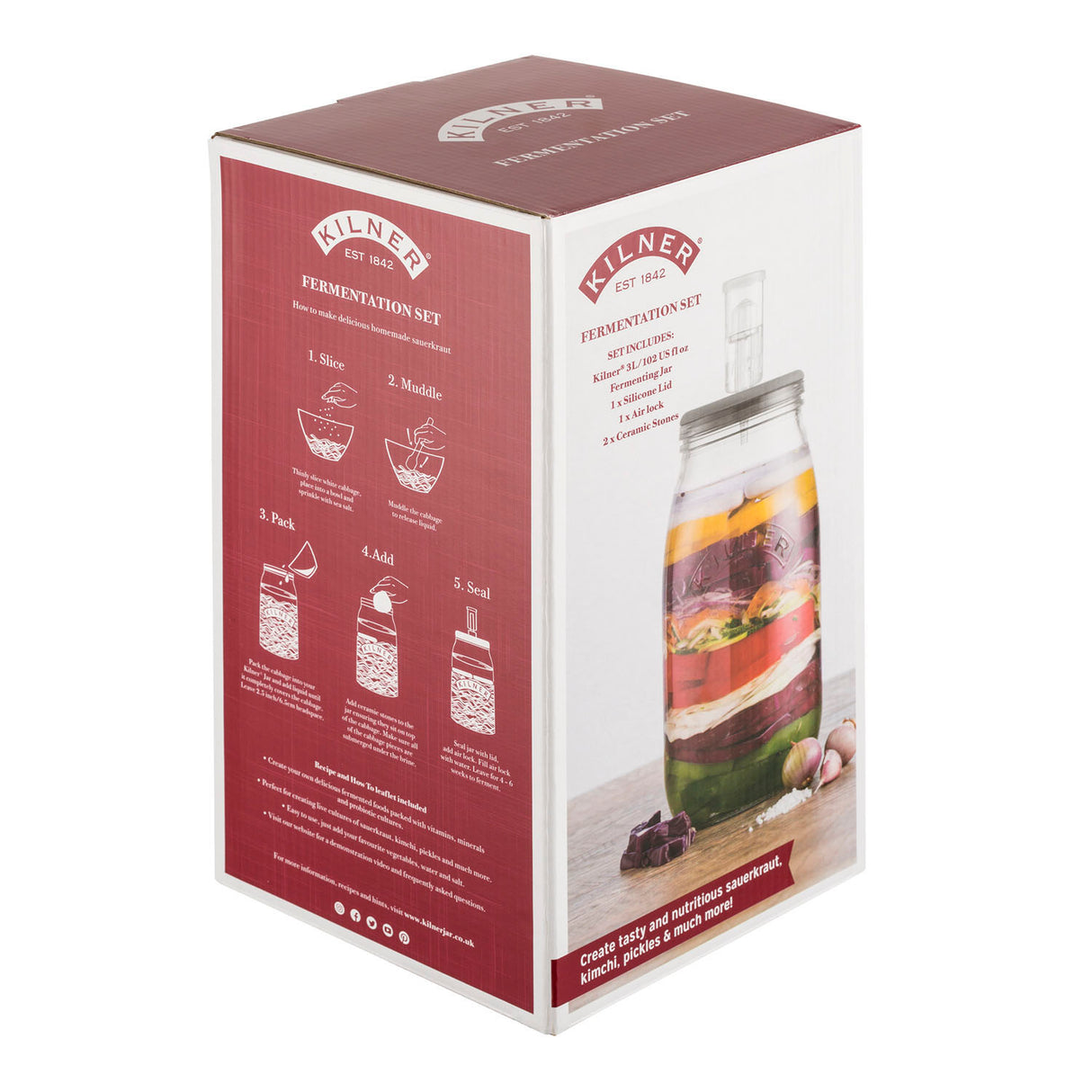 Großes KILNER Fermentierglas mit 3L Fassungsvermögen, transparentes Glas mit Schraubdeckel für die Fermentation.
