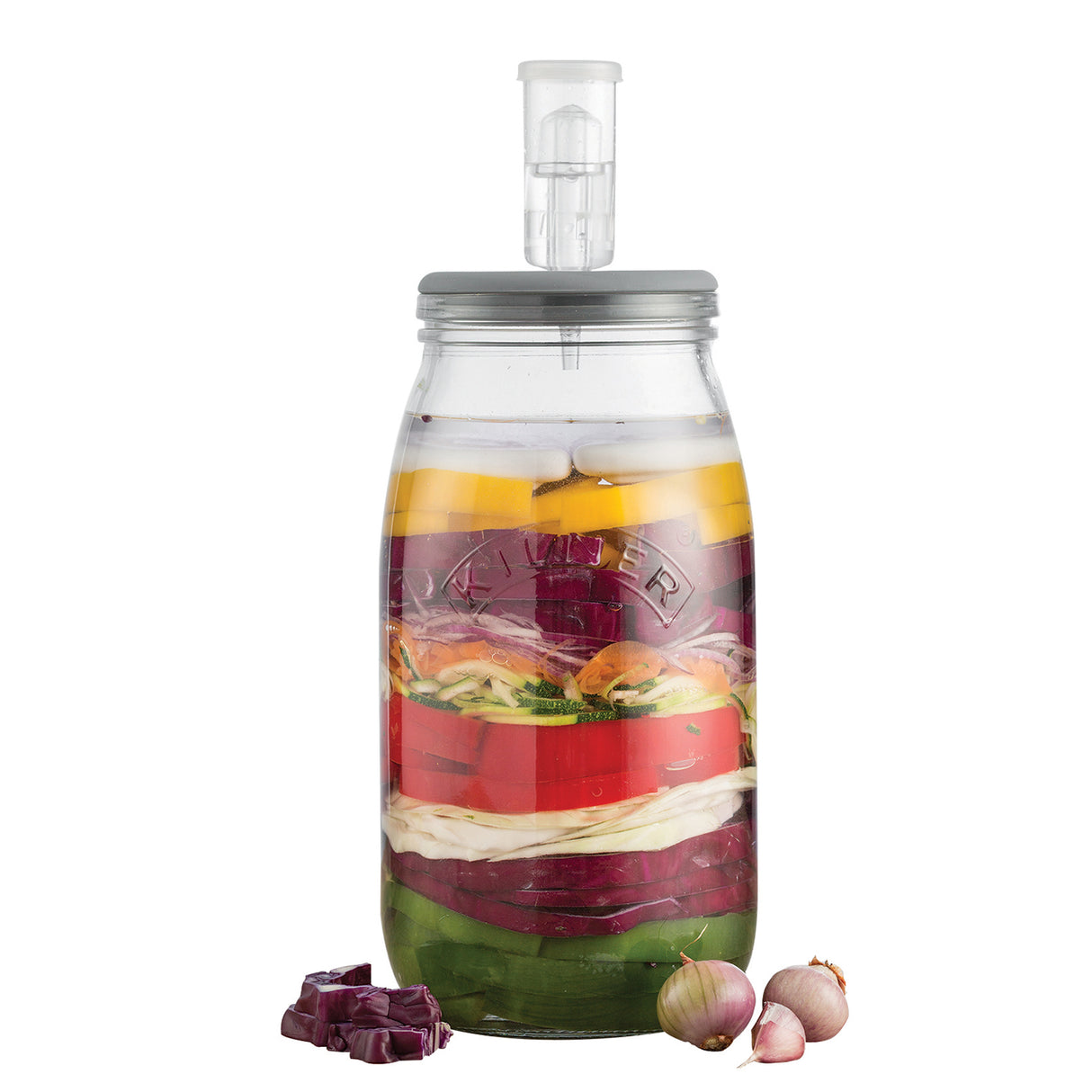 Großes KILNER Fermentierglas, 3 Liter, klare Glasflasche mit Schraubverschluss für fermentierte Getränke und Lebensmittel.