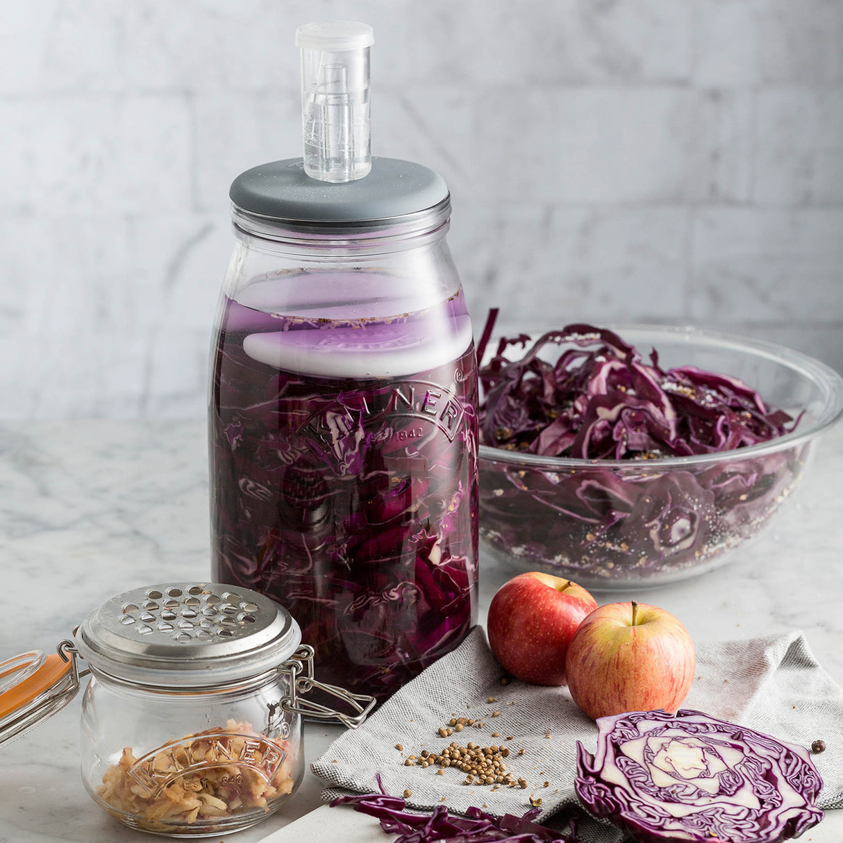 Großes KILNER Fermentierglas, 3L mit Deckel, transparentes Glas für Fermentation und Lagerung.