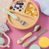 Kinderbesteck-Set von VINERS für Babys, aus Edelstahl, 3-teilig mit kindgerechtem Design, perfekt für die ersten Mahlzeiten.