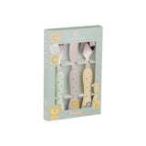 Kinderbesteck-Set von VINERS für Babys, 3-teilig aus Edelstahl mit kindgerechtem Design auf dem Bild.