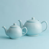 Blaue Teekanne von PRICE & KENSINGTON mit zwei Tassen, elegante Teekanne aus Keramik für Tee-Genuss zu Hause