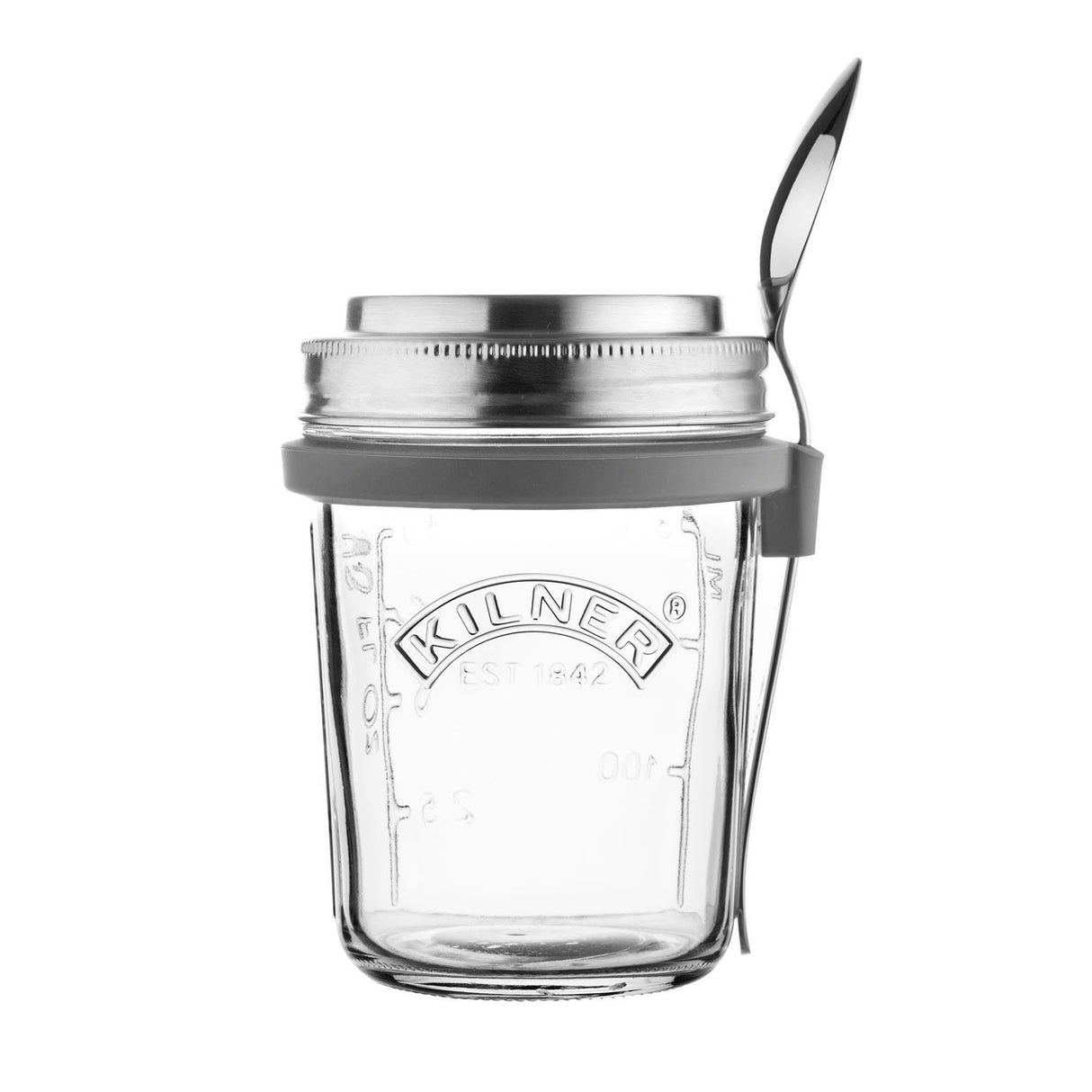 KILNER Frühstücksglas, klares To-Go-Glas mit 350 ml Fassungsvermögen, ideal für unterwegs, aus transparentem Glas