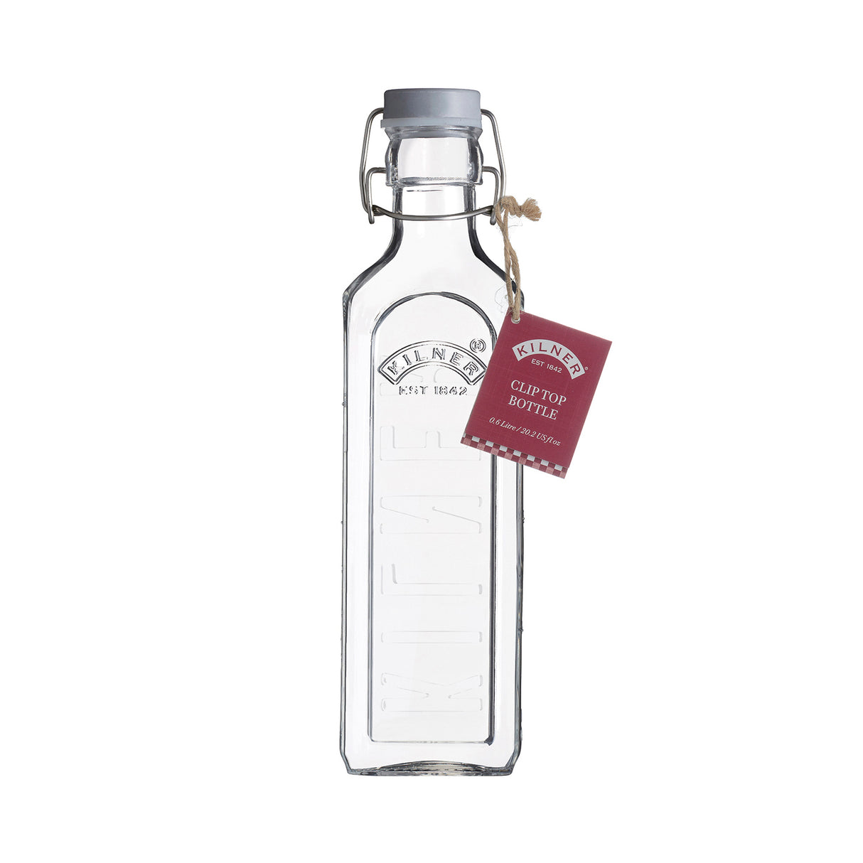 KILNER Einkochflasche Clip Square, klare Glasflasche mit 600 ml Fassungsvermögen, für Einmach- und Aufbewahrungszwecke