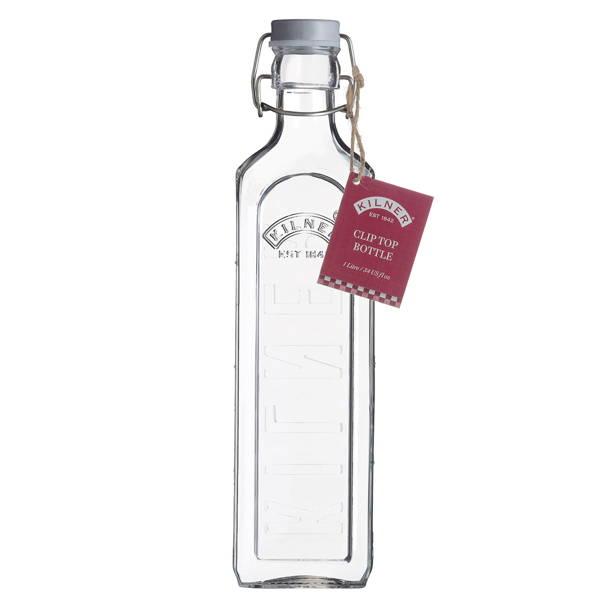 KILNER Einkochflasche Clip Square, klare Glasflasche, 1 Liter, robustes Design für die Lagerung und Konservierung von Lebensmitteln