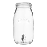 KILNER Getränkespender aus Glas, klar, 3 Liter, mit Einmachglas-Design für Getränke und Partys