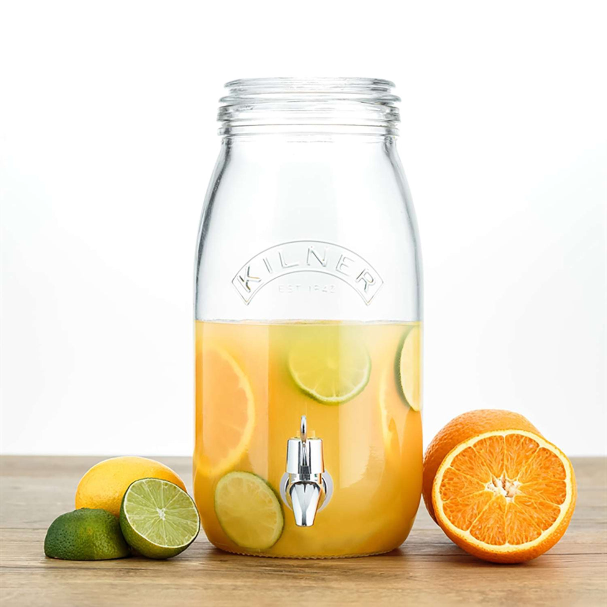 KILNER Getränkespender aus Einmachglas, 3 Liter, mit Metallverschluss und Hahn für Getränke, Nahaufnahme
