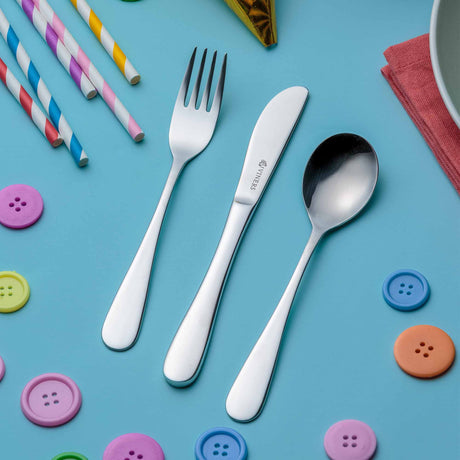 Kinderbesteck-Set von VINERS aus Edelstahl mit drei Besteckteilen für Kinder, kindgerechtes Design und langlebiges Material