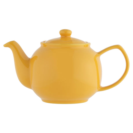 Gelbe Teekanne von PRICE & KENSINGTON aus Keramik, mit eleganter Form und Deckel, auf einer weißen Oberfläche.