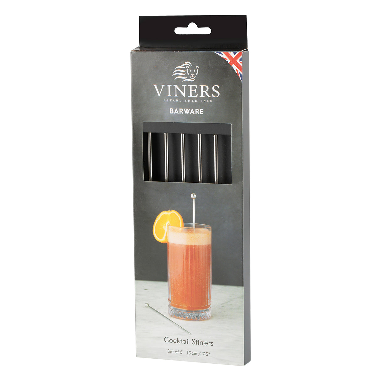 Silbernes Edelstahl-Cocktail-Rührstäbchen von VINERS, elegantes Barzubehör für perfekte Getränke.