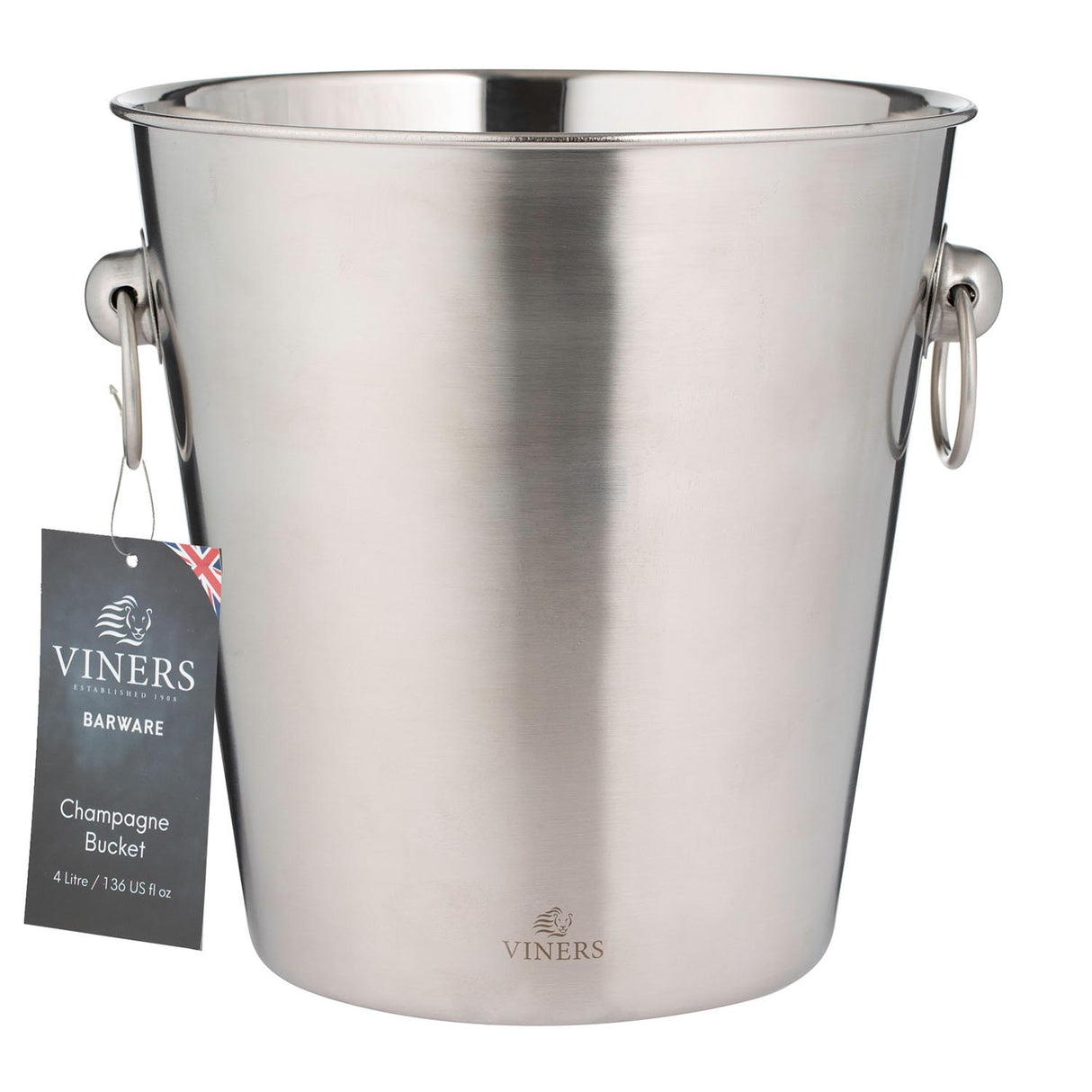 VINERS Champagnerkübel aus Edelstahl in Silber, eleganter Kübel zur Aufbewahrung und Präsentation von Champagnerflaschen