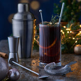 Silbernes Edelstahl Cocktail-Sieb von VINERS, feinmaschig für das Abseihen von Cocktails und Getränken.