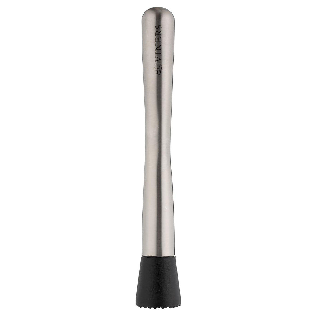 Silberner Edelstahl-Cocktail-Stößel von VINERS, perfekt für die Zubereitung von Cocktails, im Nahaufnahme-Design.