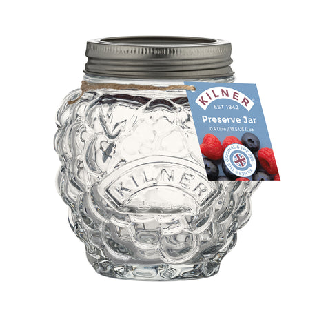 Transparenter KILNER Marmeladenglas mit Schraubverschluss, ideal zum Einkochen und Aufbewahren von Marmelade.