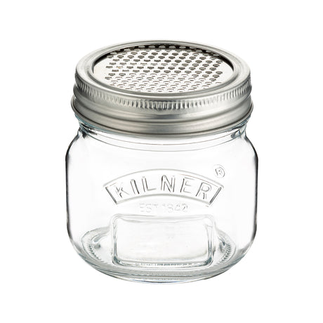 KILNER Feinreibe mit Glas, klare Reibe aus Edelstahl, ideal zum Feinreiben von Lebensmitteln, 250 ml Fassungsvermögen