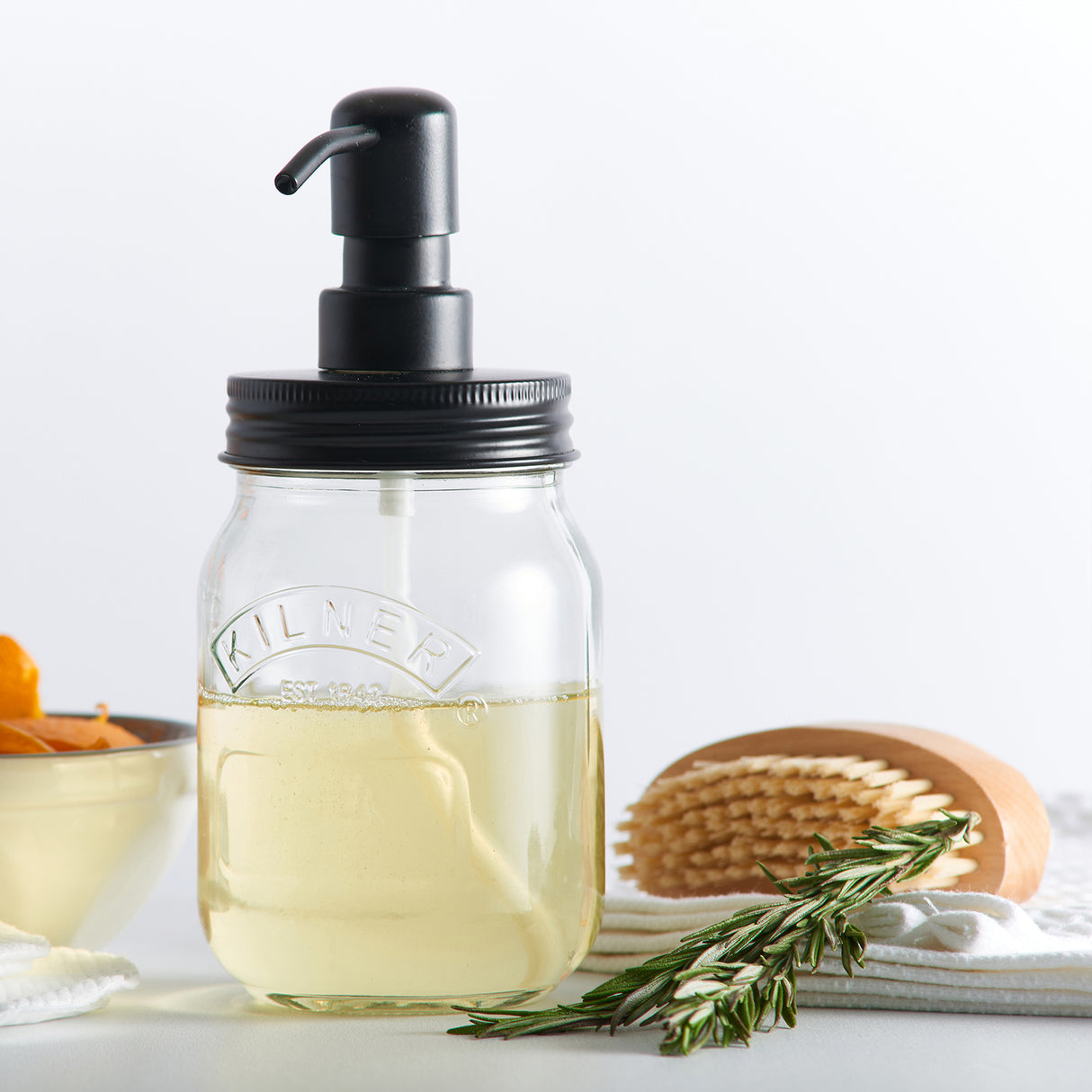 KILNER Seife- und Lotionspender aus Glas, 0,5 Liter, mit Pumpkopf, elegant und funktional für Badezimmer oder Küche