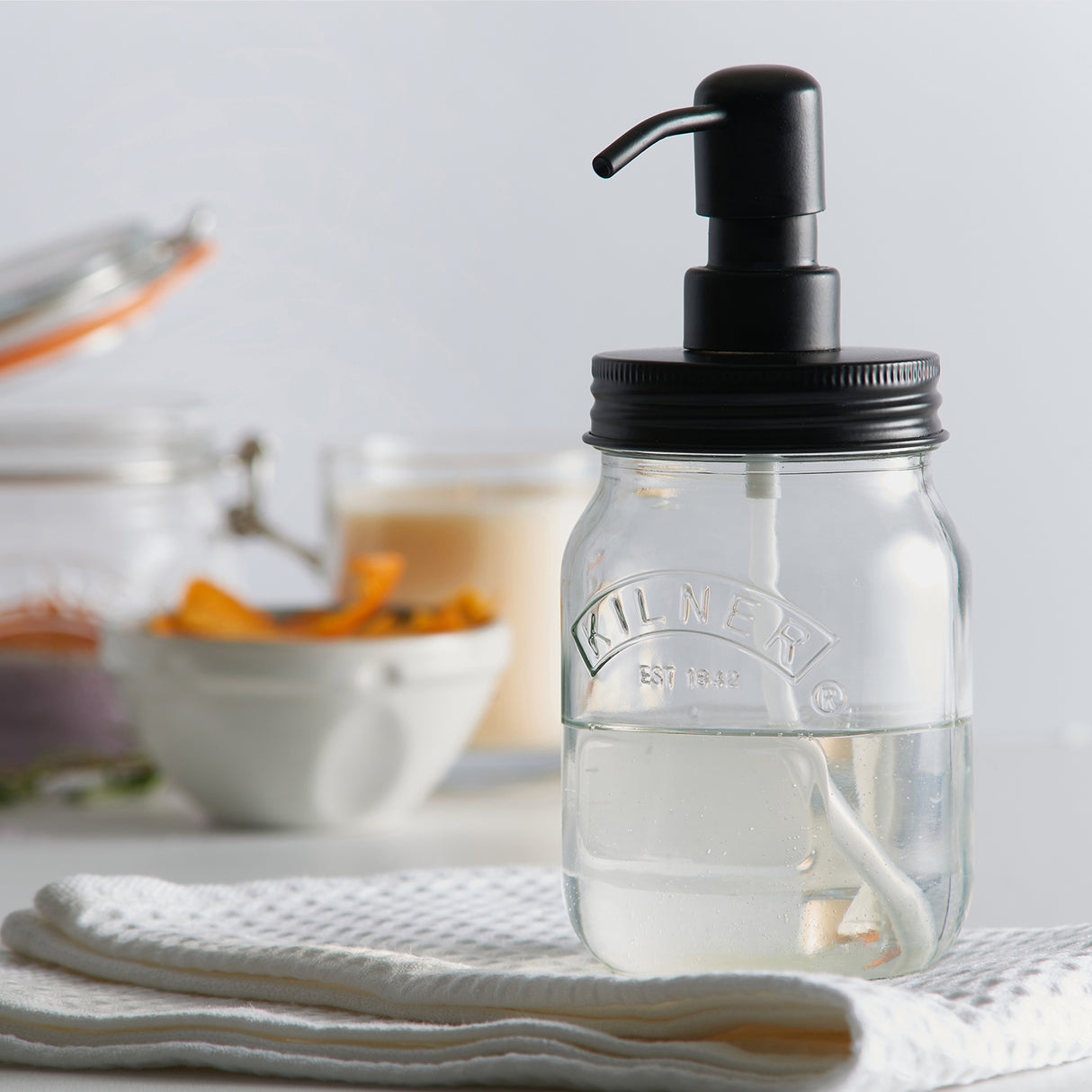 KILNER Seife- und Lotionspender aus Glas, 0,5 Liter mit Pumpmechanismus, elegantes Badezimmerzubehör