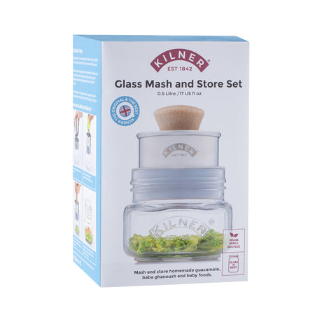 KILNER Gucamole-Set mit 500 ml klarer Guacamole-Schüssel und Zubehör, ideal für frische Guacamole.