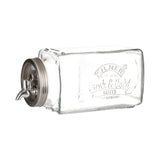KILNER Getränkespender, klarer 3-Liter-Fridge-Behälter aus Glas mit silberner Verschlussöffnung.