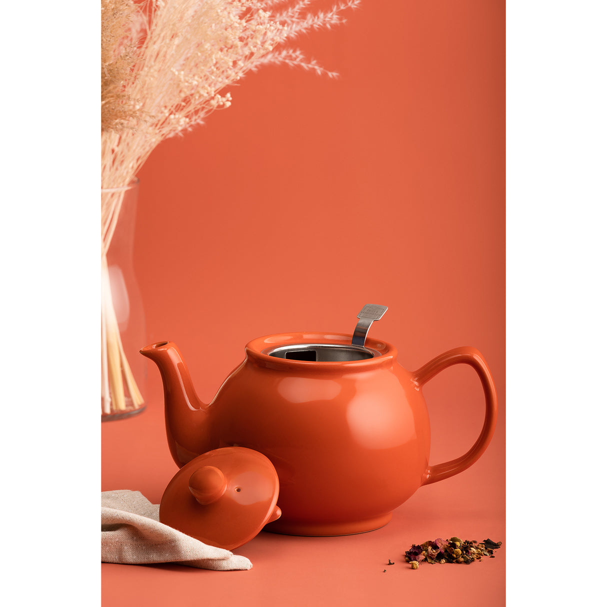 Teekanne von PRICE & KENSINGTON aus Keramik in Orange mit Deckel und Griff, ideal für Tee-Genuss.