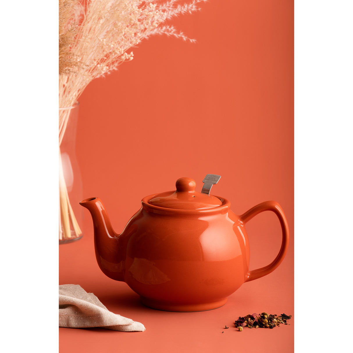 Preis & Kensington Teekanne aus Keramik in orange mit dekorativem Muster, perfekt für Tee-Genuss und stilvolle Teestunden.