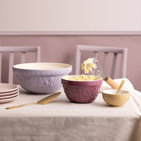 MASON CASH Rührschüssel „In the Meadow“ transparent, große Schüssel mit Blumendekor, ideal zum Mischen und Backen