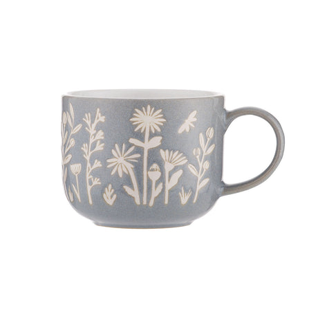 MASON CASH Tasse mit Tulpen- und Salbeimuster, 400 ml Fassungsvermögen, keramisch, detailreiche Blumenmotive