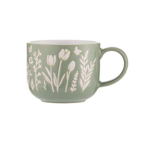 MASON CASH Tasse mit Tulpen- und Salbeimuster, 400 ml, Porzellan, klare Darstellung der dekorativen Gestaltung