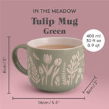 MASON CASH Tasse mit Tulpen- und Salbeimuster, 400 ml, elegante Keramiktasse mit blumigem Design auf weißem Hintergrund