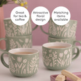 MASON CASH Tasse mit Tulpen- und Salbei-Motiv, 400 ml Fassungsvermögen, keramische Teetasse mit floralem Design.