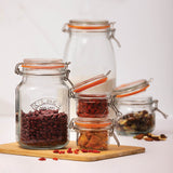 KILNER Einkochglas Clip Square in klar, quadratisches Glas für die Konservierung, mit Metallverschluss und Schraubdeckel.