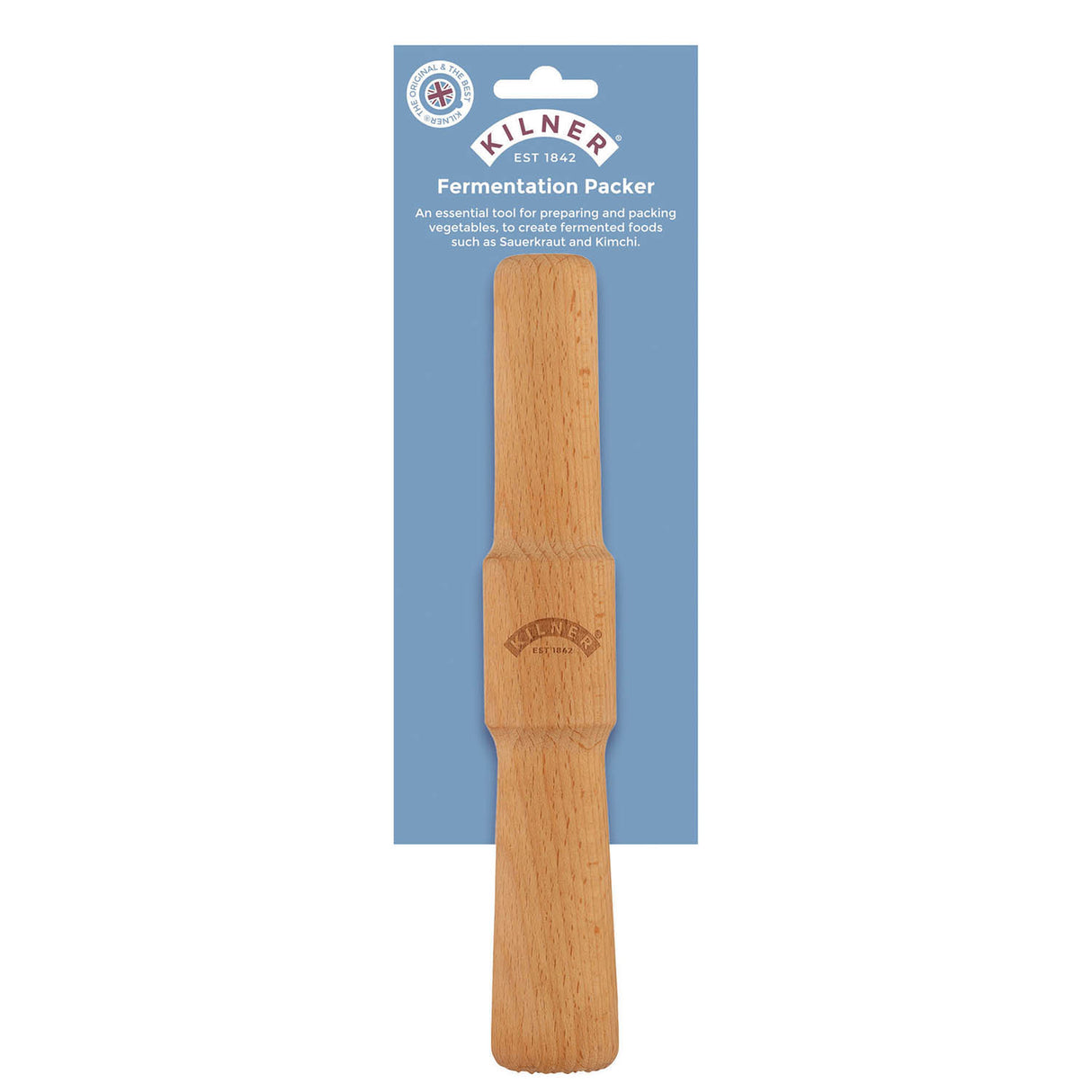 KILNER Fermentier-Stößel aus Holz, 24,5 cm, ideal zum Pressen und Ansetzen von fermentierten Lebensmitteln.