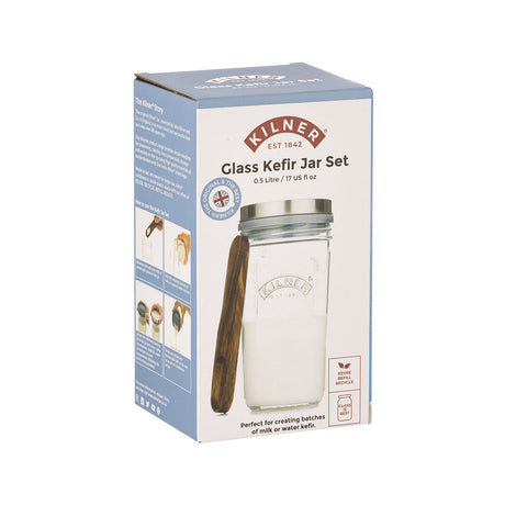 KILNER Kefir-Set mit 500 ml Kefir, inklusive Glasbehälter und Zubehör, für die Herstellung von frischem Kefir zu Hause