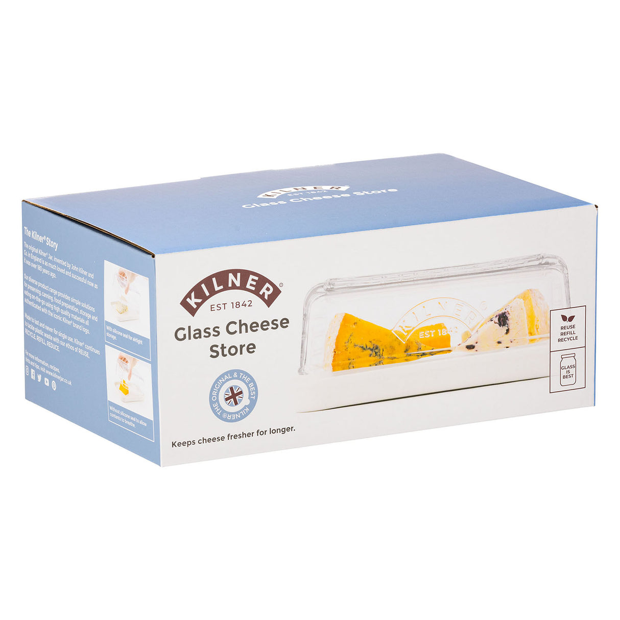 KILNER Käseglocke aus klarem Glas, 24 cm, schützt Käse und Frischwaren, mit elegantem Design und praktischem Deckel