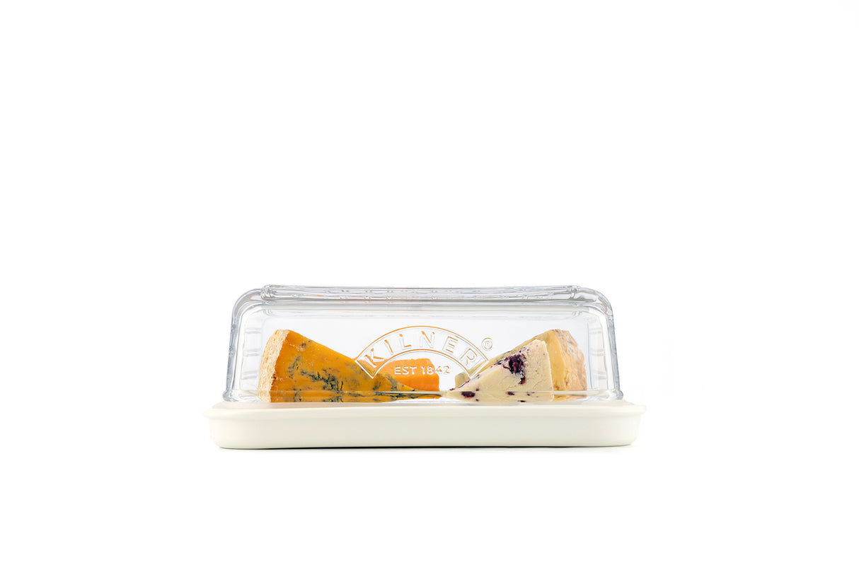 KILNER Käseglocke aus Glas, klar, 24 cm Durchmesser, ideal zum Frischhalten von Käse, mit luftdichtem Deckel