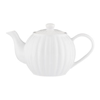 Weiße PRICE & KENSINGTON Teekanne LUXE für 6 Tassen, stilvoll und elegant, mit Deckel und Henkel, ideal für Teezeremonien.