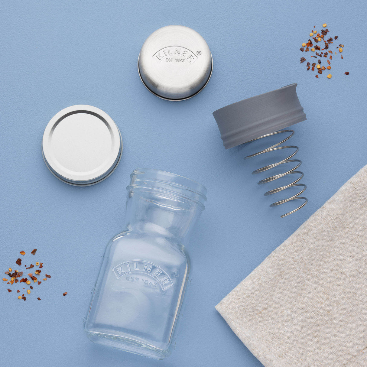 KILNER Dressingshaker aus klarem Glas, 500 ml, mit Schraubverschluss für Salatdressings und Marinaden.