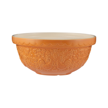 Mason Cash Rührschüssel in Orange mit "Home to Roost" Design, aus Keramik, für Backen und Kochen.
